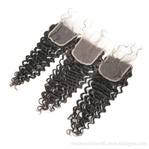 Deep wave  Lace Closure 5*5 4*4 Human Hair  Deep Wave Virgin Hair Transparent HD  Lace Closure